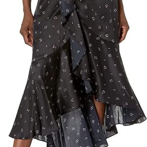 The Kooples | Women's Floral Print Midi Skirt with Layered Assymetrical Hem